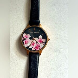 Ted Baker Black and Pink Floral Watch